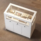 Vitrina de Cristal Blanca con Cajones y Puertas con Cerradura, 1 Persona