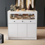 Vitrina de Cristal Blanca con Cajones y Puertas con Cerradura, 1 Persona
