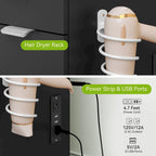 Tocador Blanco y Negro con Espejo LED, 11 Cajones, 1 Persona