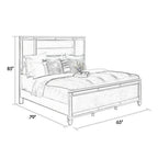 Cama King de Terciopelo Plateado con LED y Detalles de Espejo, 2 Personas