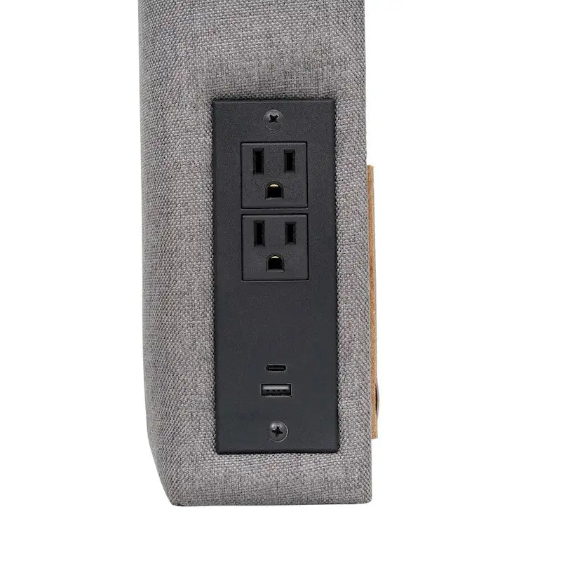 Cabecero tapizado gris/beige con estación de carga – para 1-2 personas