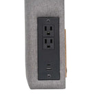Cabecero tapizado gris/beige con estación de carga – para 1-2 personas