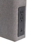 Cabecero tapizado gris/beige con estación de carga – para 1-2 personas