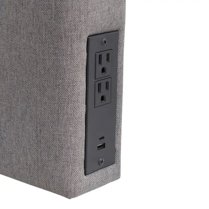 Cabecero tapizado gris/beige con estación de carga – para 1-2 personas