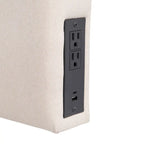 Cabecero tapizado gris/beige con estación de carga – para 1-2 personas