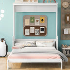 Cama de pared Murphy individual con estante, blanca, Queen