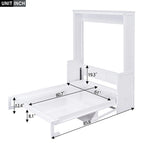 Cama de pared Murphy individual con estante, blanca, Queen