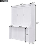Cama de pared Murphy individual con estante, blanca, Queen