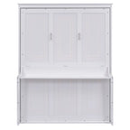Cama de pared Murphy individual con estante, blanca, Queen