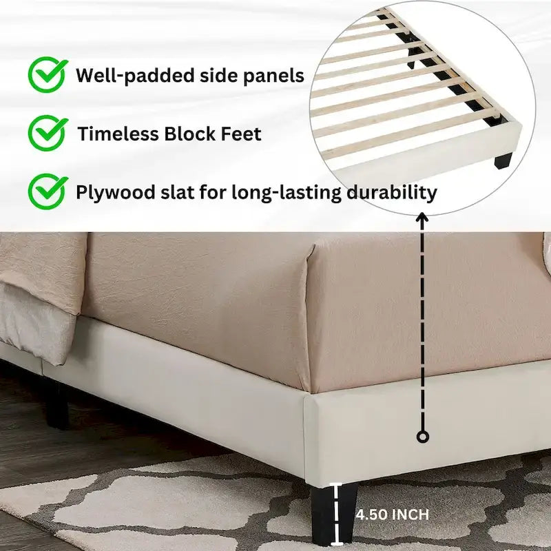 Cama con plataforma tapizada 3D White Dove de felpa – Individual / Matrimonial / Queen, 1 persona