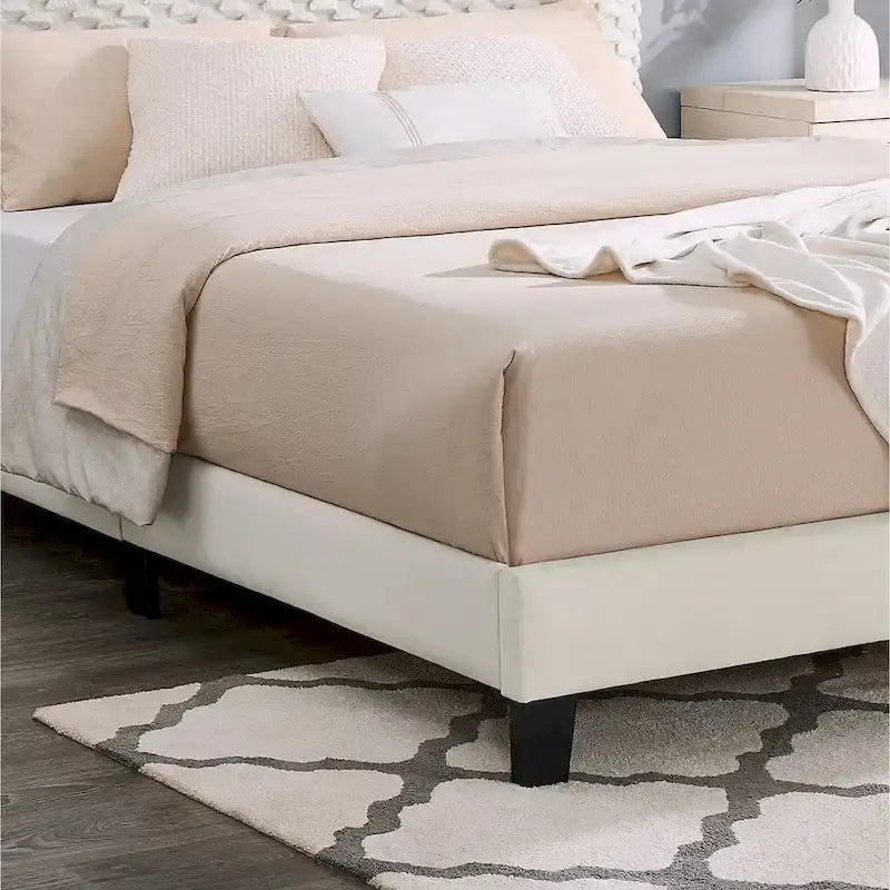 Cama con plataforma tapizada 3D White Dove de felpa – Individual / Matrimonial / Queen, 1 persona