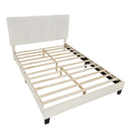 Cama con plataforma tapizada 3D White Dove de felpa – Individual / Matrimonial / Queen, 1 persona