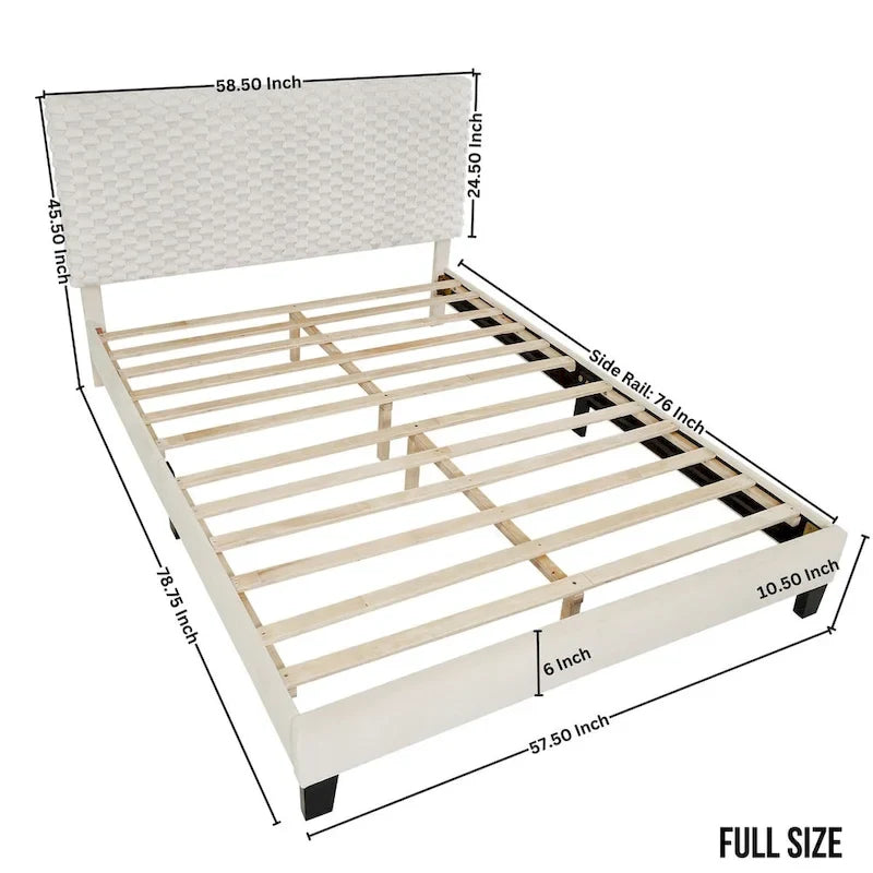 Cama con plataforma tapizada 3D White Dove de felpa – Individual / Matrimonial / Queen, 1 persona