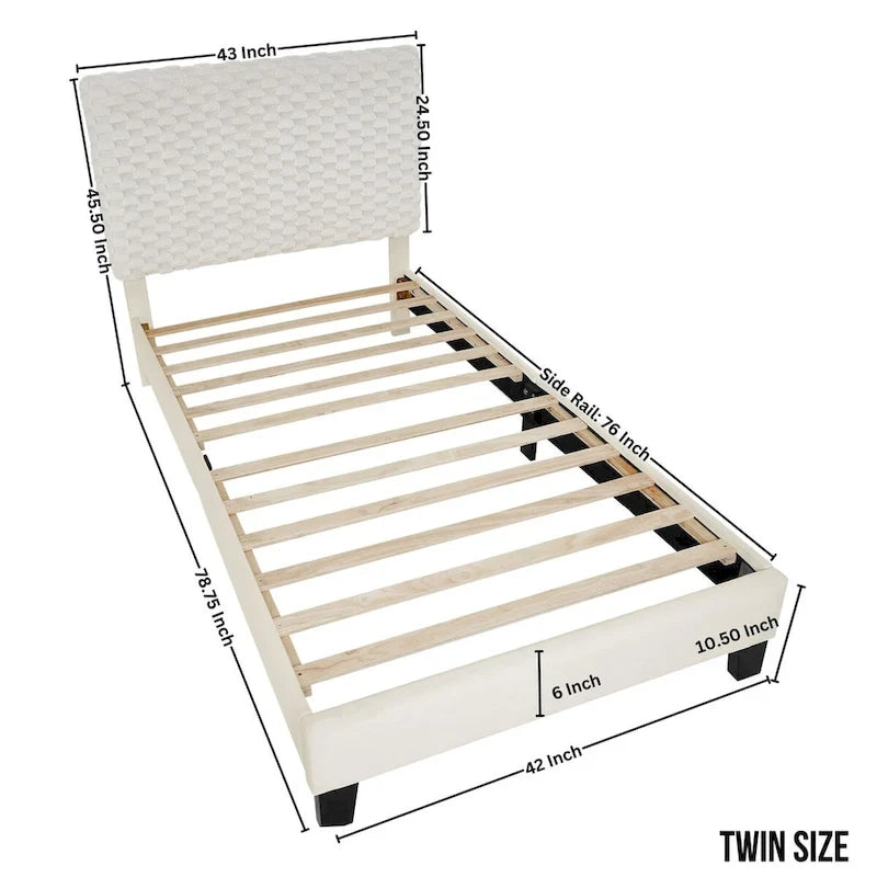 Cama con plataforma tapizada 3D White Dove de felpa – Individual / Matrimonial / Queen, 1 persona