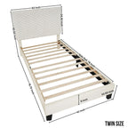 Cama con plataforma tapizada 3D White Dove de felpa – Individual / Matrimonial / Queen, 1 persona