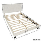 Cama con plataforma tapizada 3D White Dove de felpa – Individual / Matrimonial / Queen, 1 persona