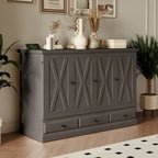 Cama Murphy Queen estilo gabinete blanca/gris con cajón, capacidad para 1 o 2 personas