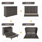 Cama Murphy Queen estilo gabinete blanca/gris con cajón, capacidad para 1 o 2 personas
