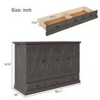 Cama Murphy Queen estilo gabinete blanca/gris con cajón, capacidad para 1 o 2 personas